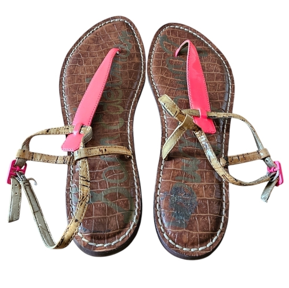 Sam Edelman GIGI Pink Gladiator Style T-Strap Thong Sandals Women's Size 8.5 - Picture 7 of 8